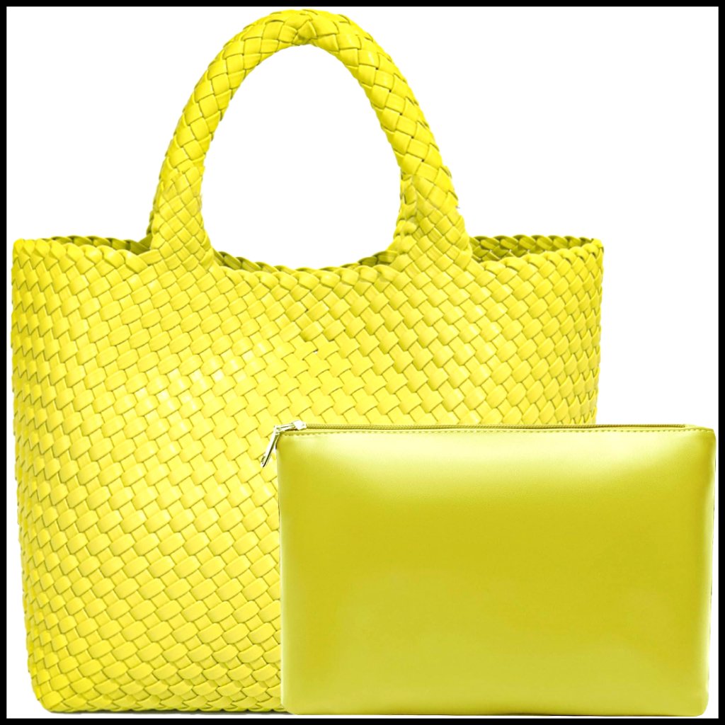 Vegan Leather Woven Tote Bag Large Capacity Shoulder Bag Retro Chic
